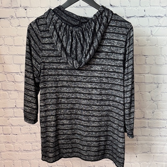 Calvin Klein Charcoal & Black Striped Hooded Pullover - Picture 6 of 9